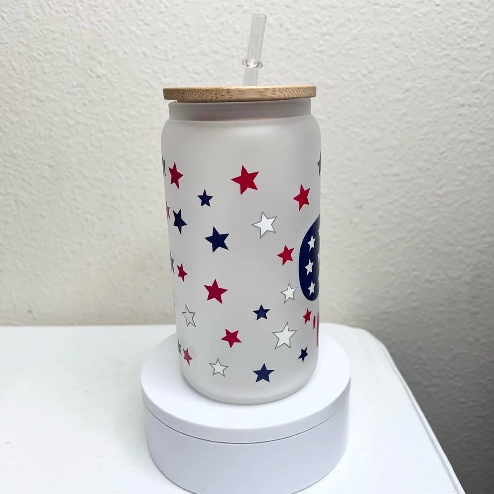 4 America Sunglasses and Stars Handmade Libbey Glass Cups - Picture 4 of 5